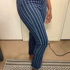 Striped denim jeans